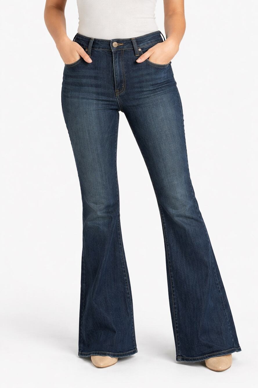 Vibrant Miu Dark Wash Flare Jeans Size 13 W30 Bootcut Stretch Denim USA
